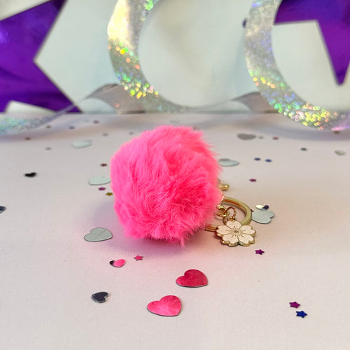 Fluffy Keyring Pink